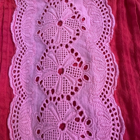 S Clothing Red & Pink Button Back Halter Embroidered Blouse. Size Large - Picture 5 of 5
